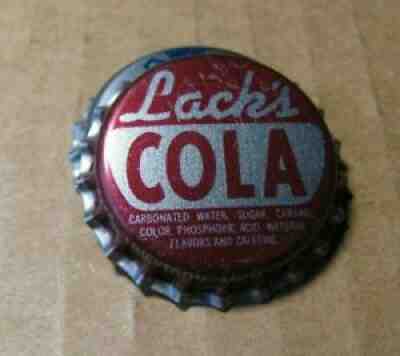 UNUSED LACK'S COLA SODA BOTTLE CAP MUSKEGON MICHIGAN MI VINTAGE MICH CROWN CAP