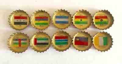 10 Different Fanta series Flags Soda Bottle caps ~ Fanta Soda Crowns ~ Rare Lot