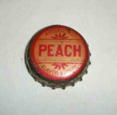Vintage PEACH Soda Bottle Cap Cork Lined