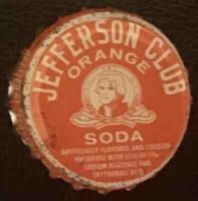 Vintage Jefferson Club Orange Soda Pepsi Cola Charlottesville  Va. Bottle Cap