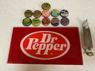 Vintage Soda/ Drink Bottle Caps W/ Corks Lot Of 11 Opener & Sign Pepsi RC Nehi