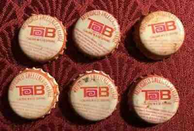 Vintage Tab Bottle Tops. Lot Of 6. Cork Lined. Red on edges.