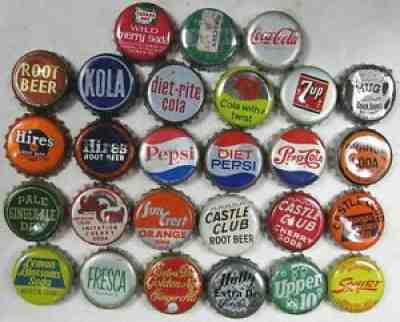 Lot of 27 Vintage 1950's Cork Lined Soda Caps~Castle Club RC Sun Crest Upper 10