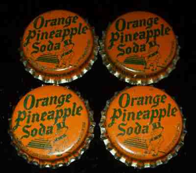 Lot of 4 Vintage Duke Orange Pineapple Unused Soda Pop Bottle Caps Baby Top Hat
