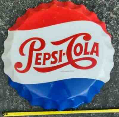 Vintage Pepsi-Cola Sign Pepsi Button Sign Pepsi Bottle Cap Sign BIG 27" Diameter