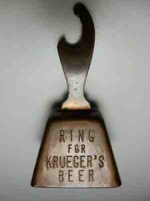 Rare vintage metal Krueger's Beer bottle cap crown opener & ringing bell combo