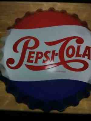 Vintage ORIGINAL STOUT 0644561 27" PEPSI-COLA Bottle Cap Metal SIGN Nice Used