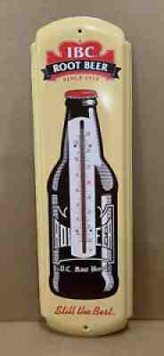Vintage IBC Root Beer Thermometer Metal Wall Decor Soda Pop Bottle Cap Sign Gas