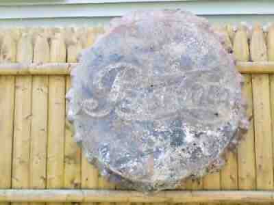 Vintage Pepsi Cola Metal Bottle Cap Embossed Sign