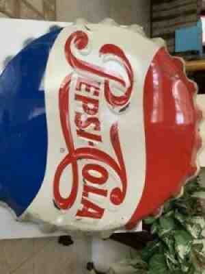 Vintage Embossed Pepsi Cola Bottle Cap Sign Stout > Antique Pepsi Soda 9953