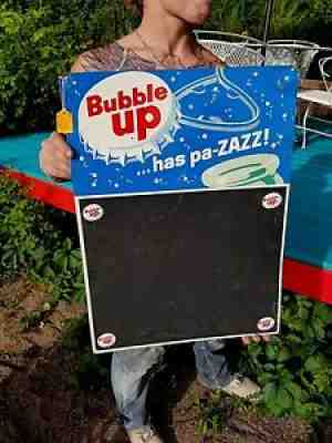 Vintage Bubble up Bottle Cap Soda Pop Metal Menu Board Sign