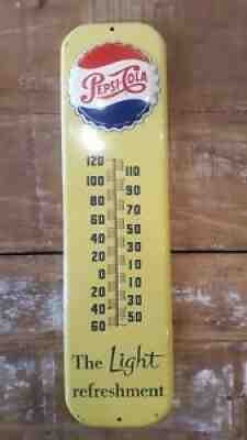 Vintage Pepsi Cola bottle cap Thermometer Soda Sign
