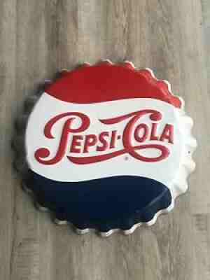 Vintage Embossed Pepsi Cola Bottle Cap Sign Stout > Antique Pepsi Soda 9953