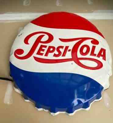 Vintage Embossed Pepsi Cola Bottle Cap Sign Antique Pepsi SodaÂ 1965 #107