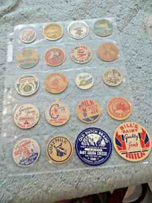 20 VINTAGE MILK PAPER CARDBOARD LID CAP