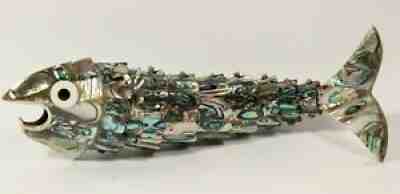 Vintage Abalone Shell Fish Bottle Cap Opener Flexible Articulated Swimming 8"
