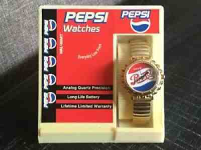 Vintage PEPSI COLA Soda Pop Bottle Cap Top Ladies Quartz Watch Collectible