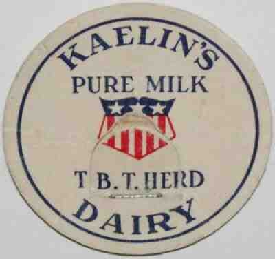 Vintage milk bottle cap KAELINS DAIRY stars stripes shield St Matthews Kentucky