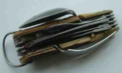 Vintage Hobo Multi-tool Utility Pocket Knife Bottle Cap Opener Blade Spoon Fork