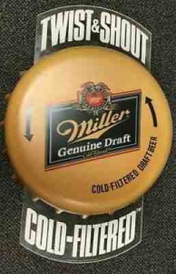 Working Vintage 1988 Miller Genuine Draft Beer Bottle Cap Lighted Bar Sign