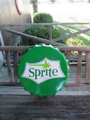 Sprite Large Bottle Cap Steel Sign Green with Vintage Look Sprite Logo NEW