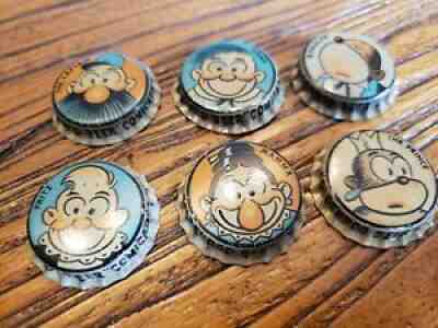Six Vintage Katzenjammer Comicaps Bottle Caps Crowns Goldenrod Beer BROOKLYN NY