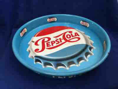 METAL vintage SERVING TRAY mexico PEPSI-COLA red white & blue BOTTLE CAP drink