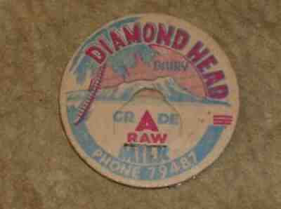 Antique Vintage Hawaiian "Diamond Head Dairy" Milk Bottle top / Pog