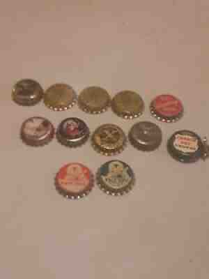Lot of 12 VINTAGE BOTTLE CAPS PABST MILLER CANADA DRY COKE Cork Foil ETC
