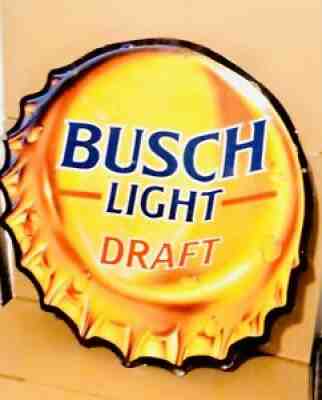 Vintage 1989 Anheuser Busch Light Tin Bottle Cap Embossed Beer Sign