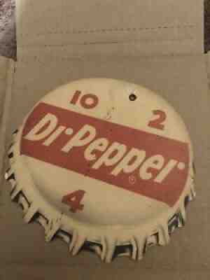 VINTAGE DR. PEPPER FAN PULL Bottlecap SIGN ORIGINAL 10 2 4