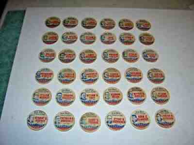 Vintage Lot of 36 U.S. Presidents Glass Milk Bottle Caps Paper Tabs Complete Set