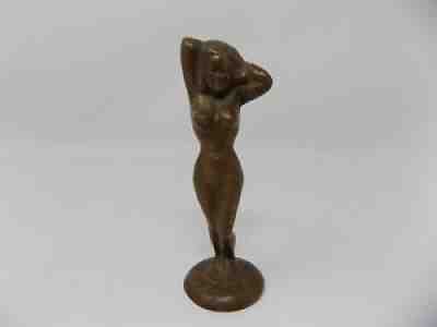 Vintage 1940s Russwood ? Brass Metal Nude Woman Figural Bottle Cap Opener