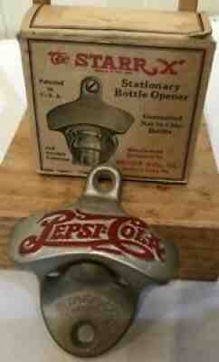 Vintage PEPSI COLA STARR X Stationary Wall Mount BOTTLE CAP OPENER Unused