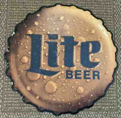 VINTAGE MILLER LITE Beer Decorative Bottle Cap Bar Man Cave Metal Tin Sign 24â?