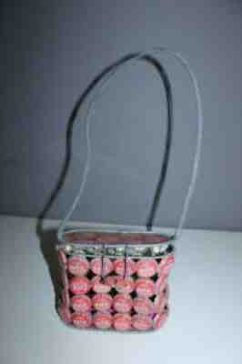 Vintage COCA COLA TIN /BOTTLE CAPS BAG PURSE Handmade From Coke Folk Art TB03