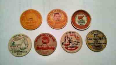 Lot Of 7 Vintage Milk Bottle Caps from Holland, MI, Michigan Dairies