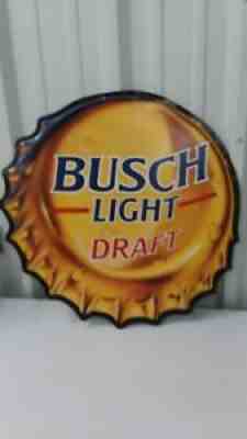 Vintage (1990) Busch Light Bottle Cap Beer Sign - Metal 24"