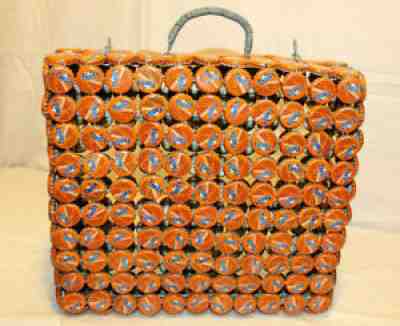 Vintage Fanta Soda POP Bottle Cap Case/Tote with Handle Folk Art Collectible