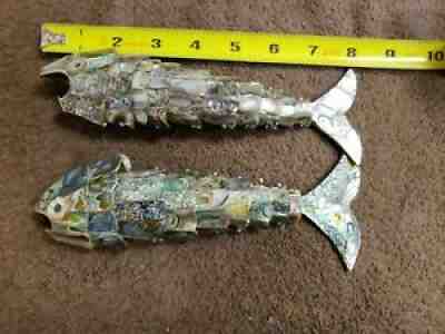 2 VTG Abalone Articulated Swimming 8" Mother of Pearl Fish Bottle Cap Opener