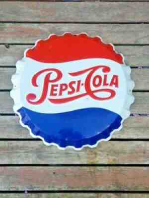 Vintage Pepsi-Cola Sign Pepsi Button Sign Pepsi Bottle Cap Sign 18" Diameter