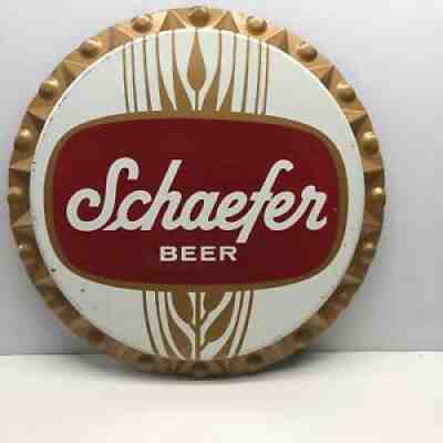 Vintage Schaefer Beer Bottle Cap Advertising Sign - 19â? Diameter, Man Cave