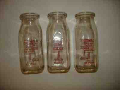 LOT OF 3 VINTAGE 1/2 PINT POTOMAC STATE COLLEGE MILK BOTTLES KEYSER, WV