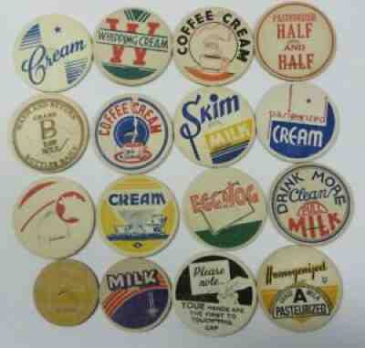 Vtg Milk Bottle Cap 1-5/8" GENERIC LID Skim Half & Half Cream Coffee Egg Nog Lot