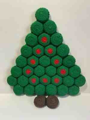 Vintage Crochet Bottle Cap Christmas Tree Hot Pad Trivet Decoration Ornament