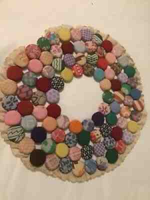Vintage Crochet Trivet/Hot Pad Made w/Bottlecaps Sewn Quilted centerpiece Retro