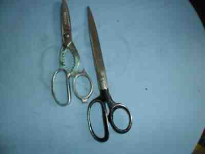 VINTAGE CASE 10 INCH & WISS 8 INCH BLUE BOTTLE CAP SCISSORS