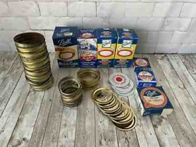 Vtg Lot Ball Canning Supplies Wide Mouth/Regular Caps Dome Lids Rubbers MANY NEW