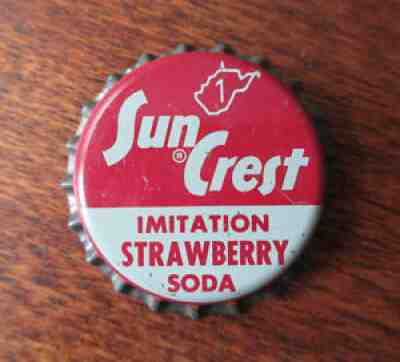 Vintage SUN CREST Strawberry Soda Cork Bottle Cap Crown, West Virginia Tax