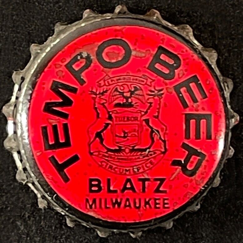 BLATZ TEMPO MICHIGAN TAX CORK BEER BOTTLE CAP MILWAUKEE WISCONSIN MICH CROWN OLD